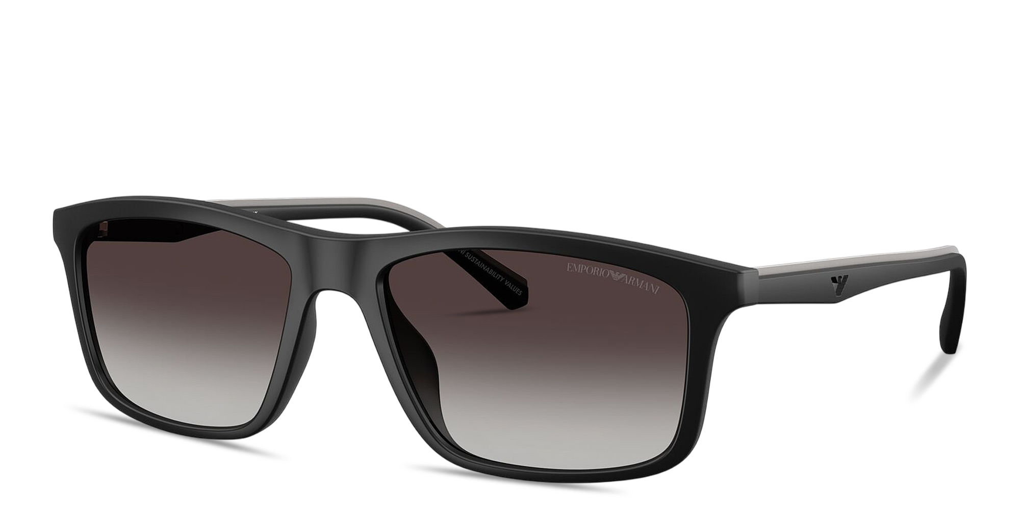 Shop Emporio Armani Eagle Logo Pillow Sunglasses in Matte Black online.