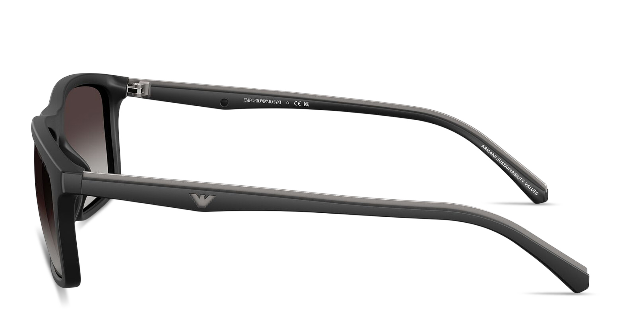 Shop Emporio Armani Eagle Logo Pillow Sunglasses in Matte Black online.