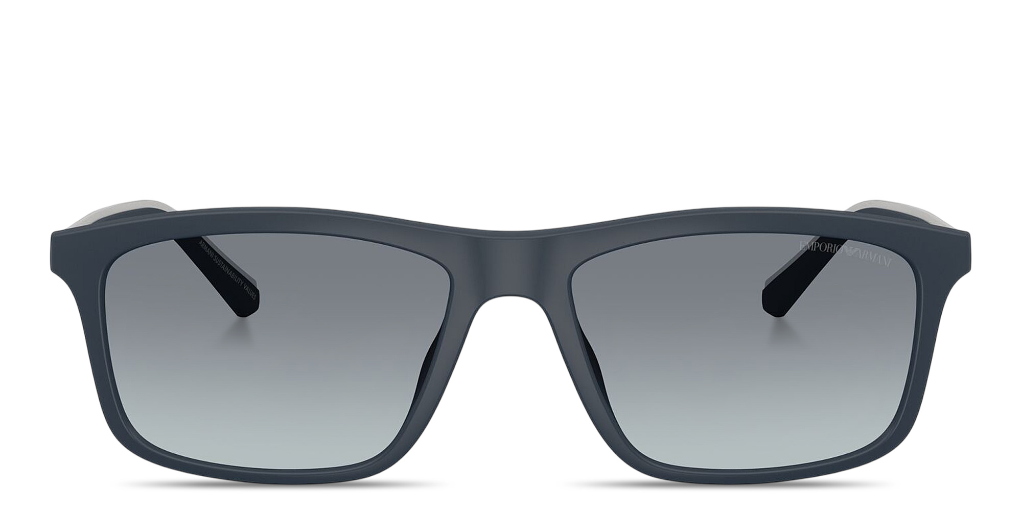 Shop Emporio Armani Eagle Logo Pillow Sunglasses in Matte Blue online.
