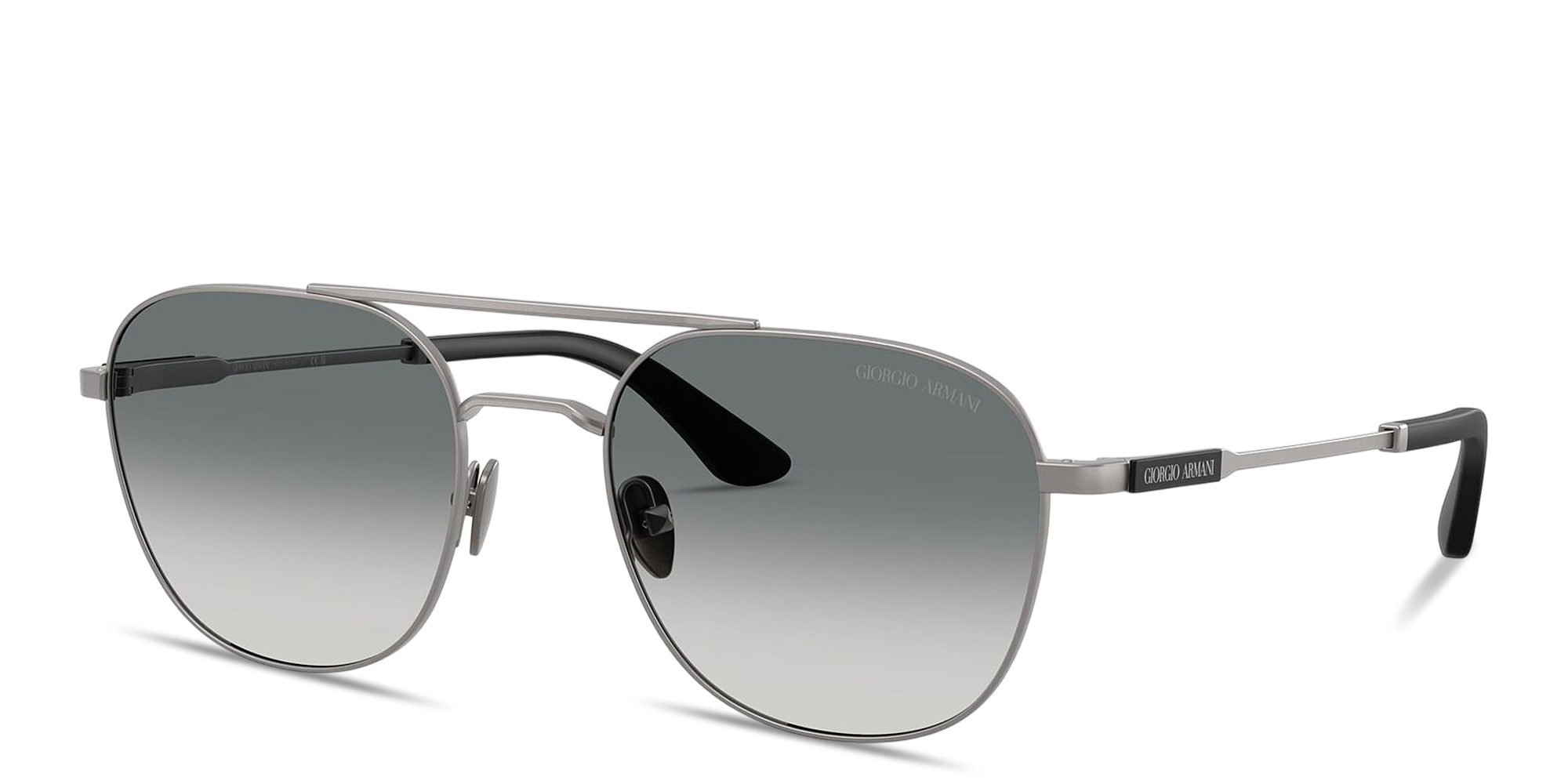 Shop GIORGIO ARMANI Logo Signature Square Sunglasses in Matte Gunmetal online.