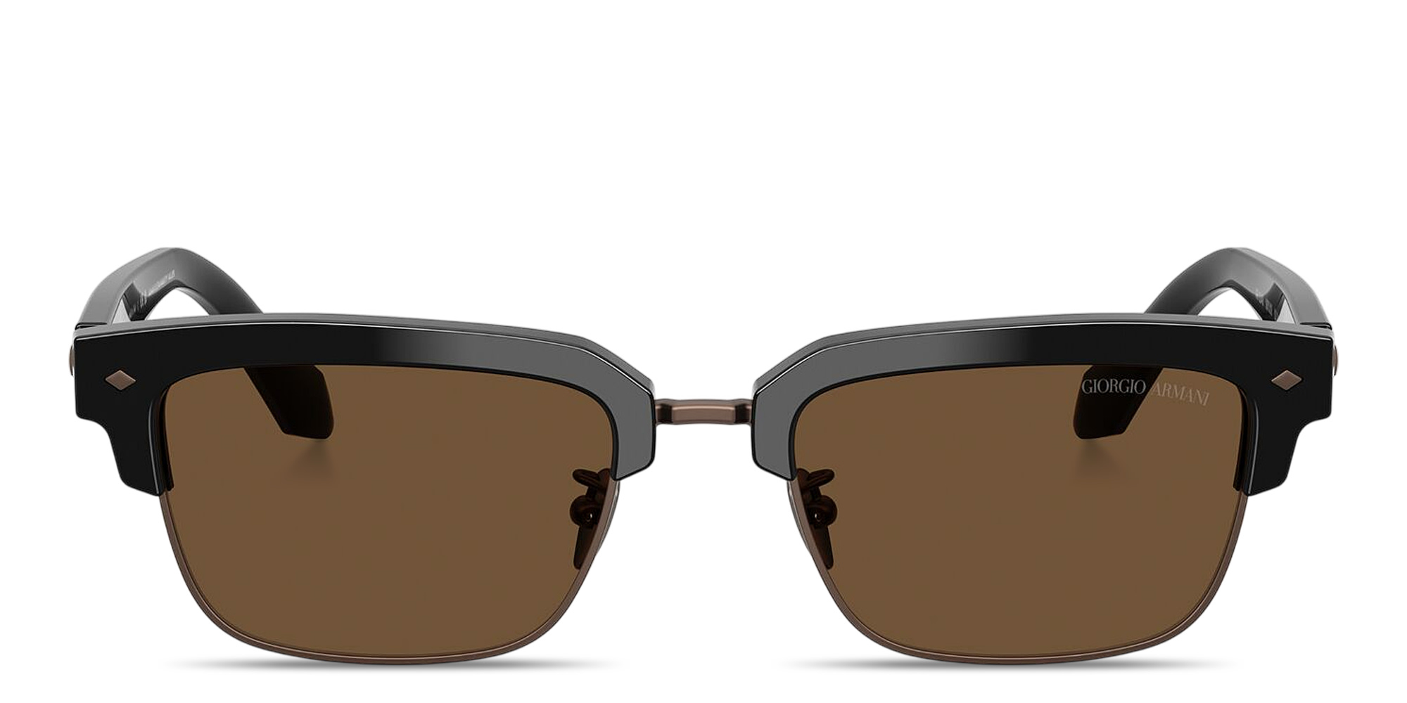 Shop GIORGIO ARMANI Logo Signature Rectangle Sunglasses in Black online.