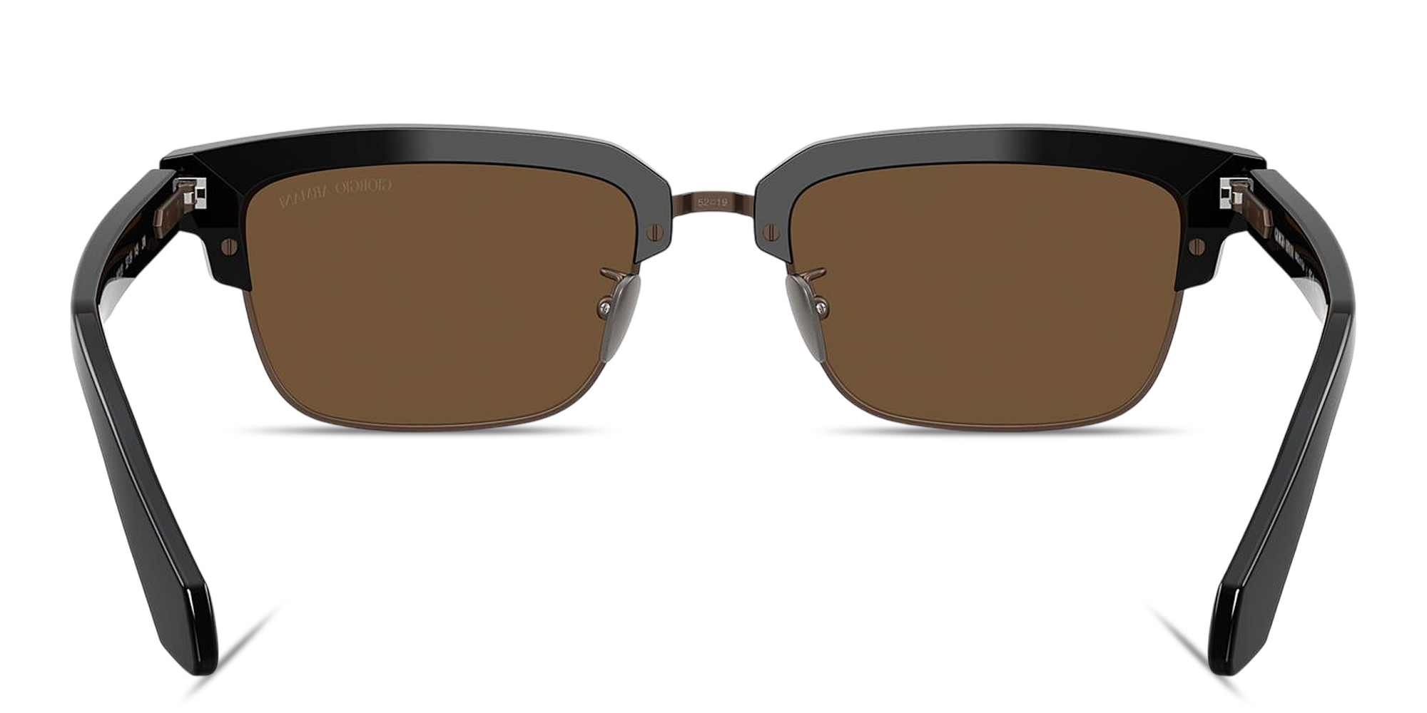 Shop GIORGIO ARMANI Logo Signature Rectangle Sunglasses in Black online.