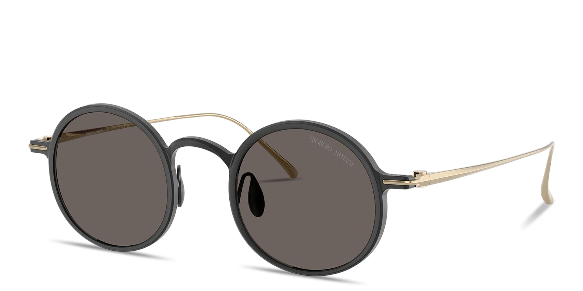 Shop GIORGIO ARMANI Logo Lettering Panthos Sunglasses in Matte Black online.