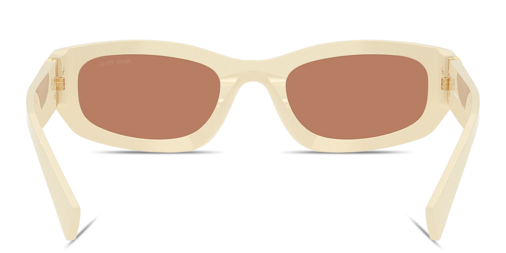 Shop MIU MIU Vertical Logo Irregular Sunglasses in White online.