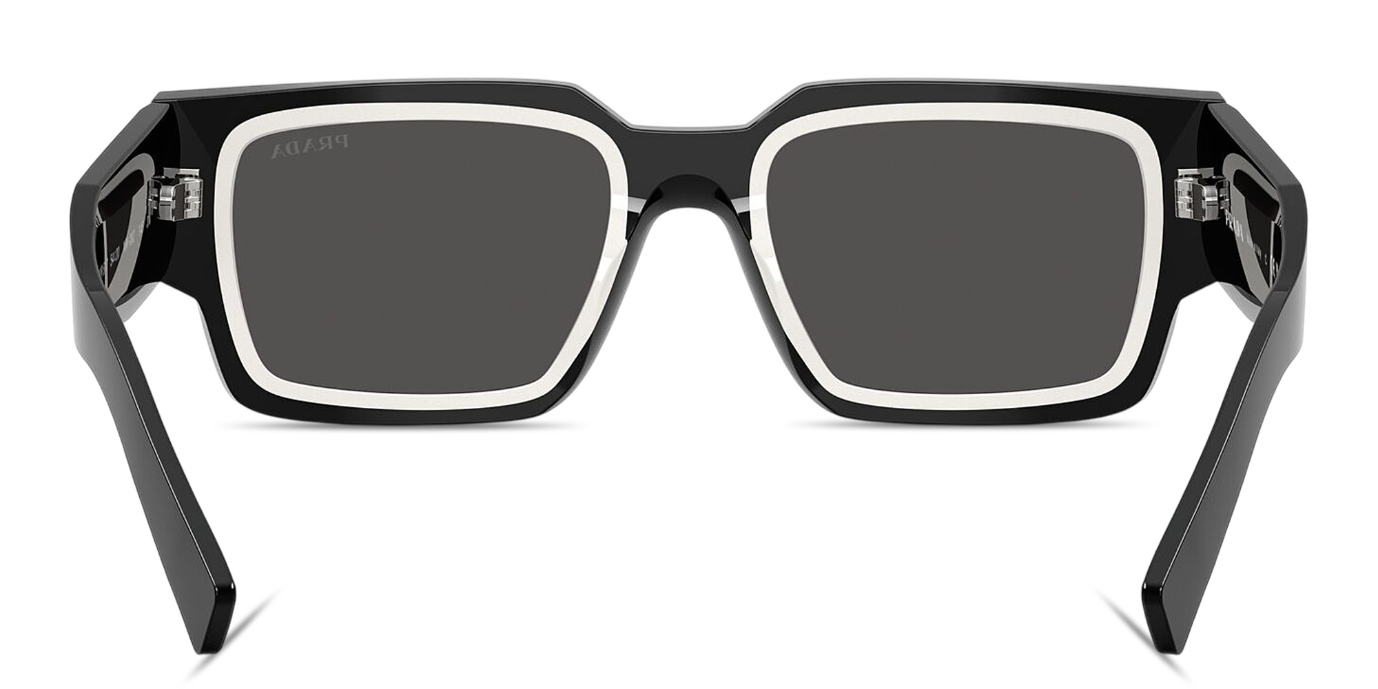 Shop PRADA Symbole Rectangle Sunglasses in Black online.