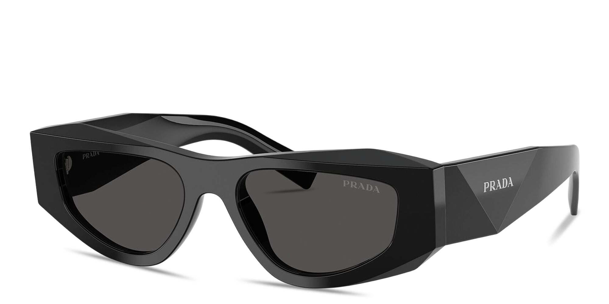 Shop PRADA Symbole Pillow Sunglasses in Black online.