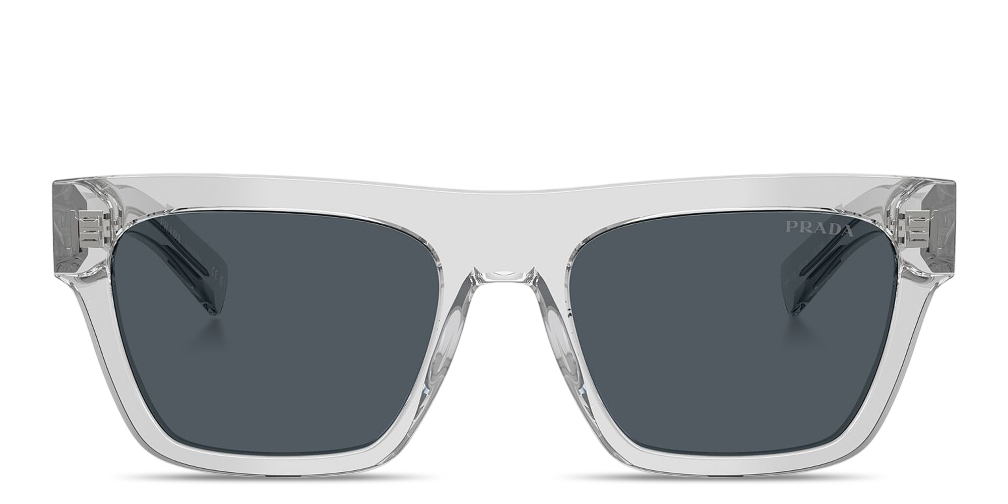Shop PRADA Logo Signature Rectangle Sunglasses in Crystal Grey online.