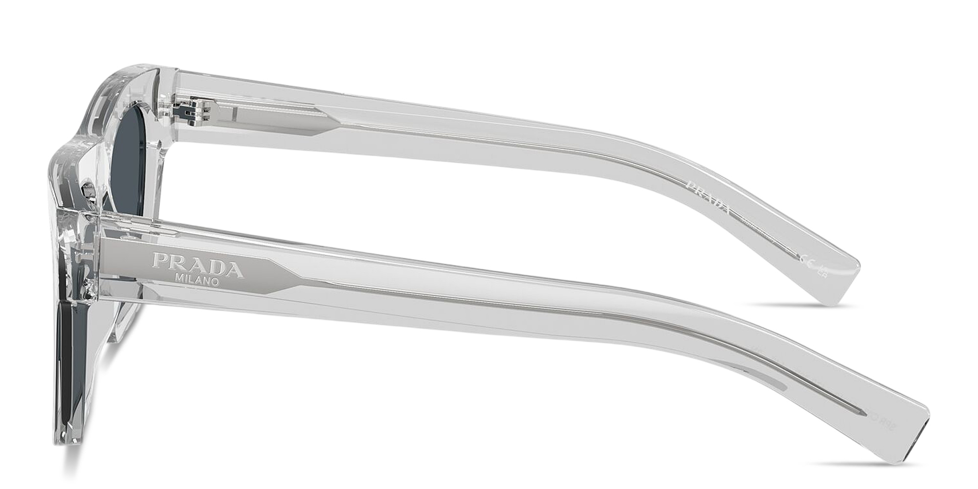 Shop PRADA Logo Signature Rectangle Sunglasses in Crystal Grey online.