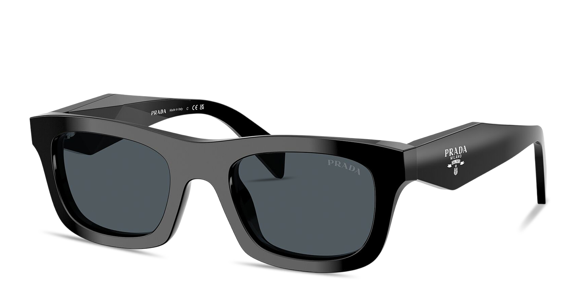 Shop PRADA Logo Signature Pillow Sunglasses in Black online.