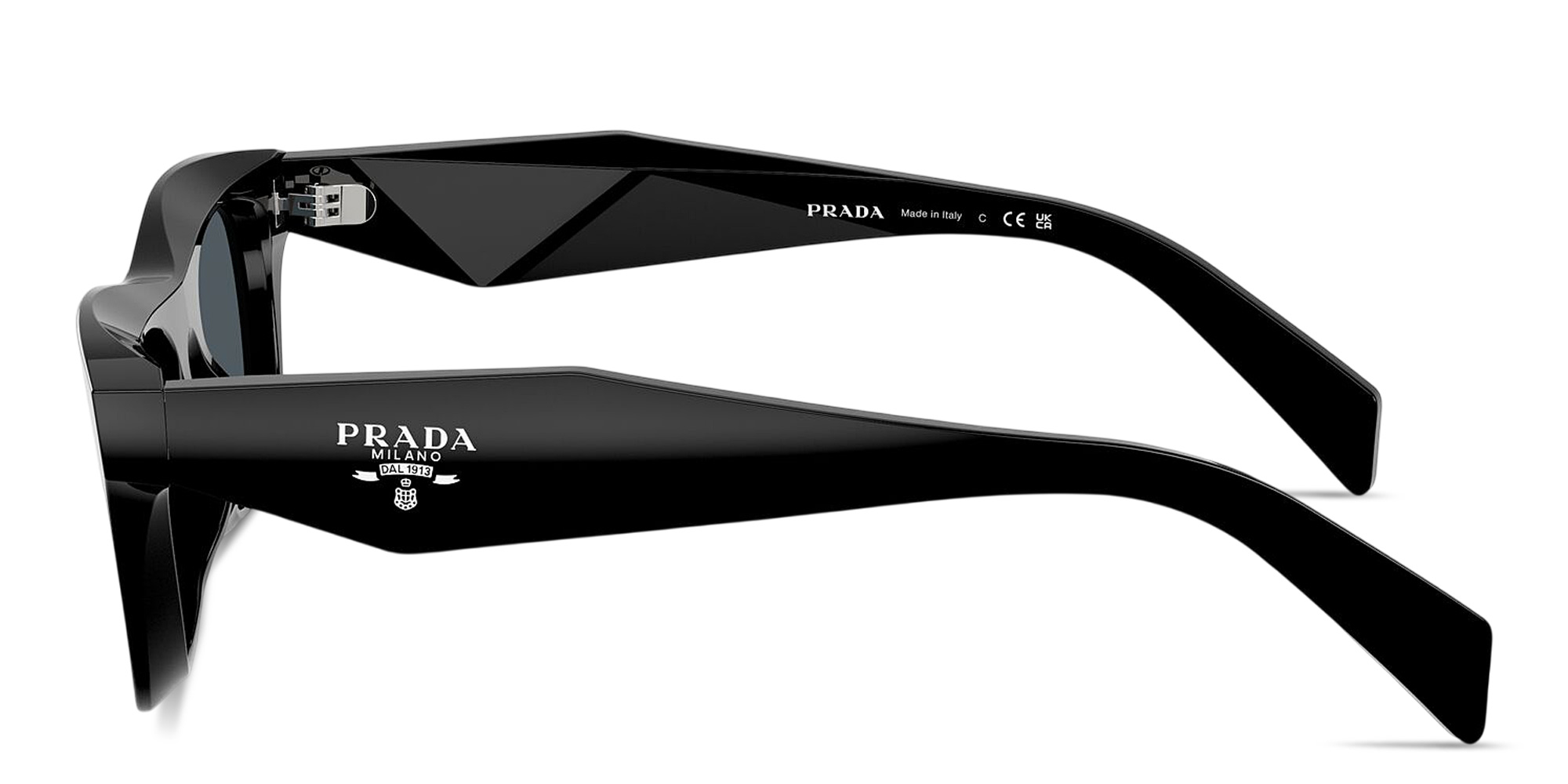 Shop PRADA Logo Signature Pillow Sunglasses in Black online.