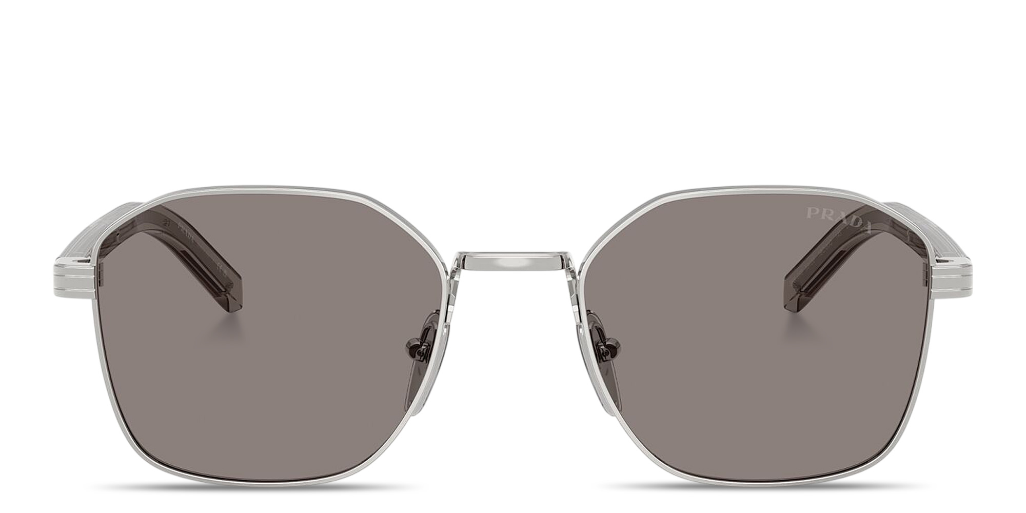 Shop PRADA Logo Signature Square Sunglasses in Silver online.
