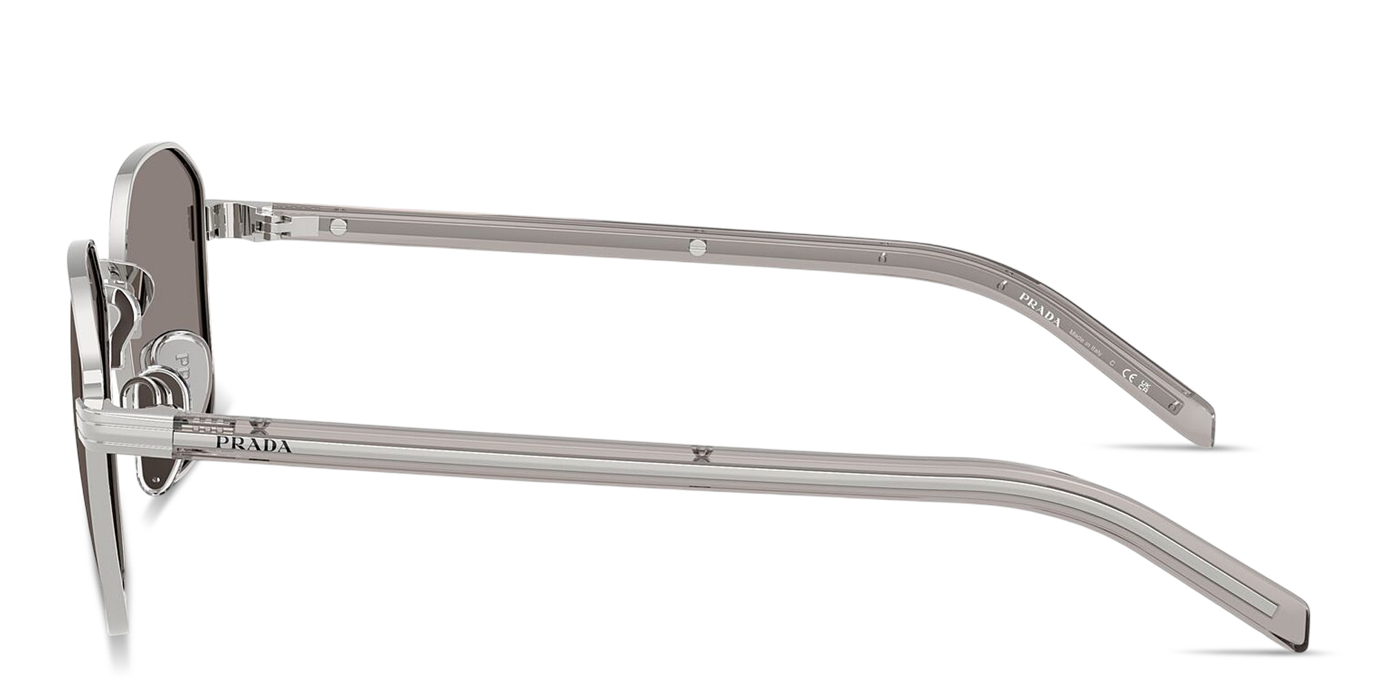 Shop PRADA Logo Signature Square Sunglasses in Silver online.