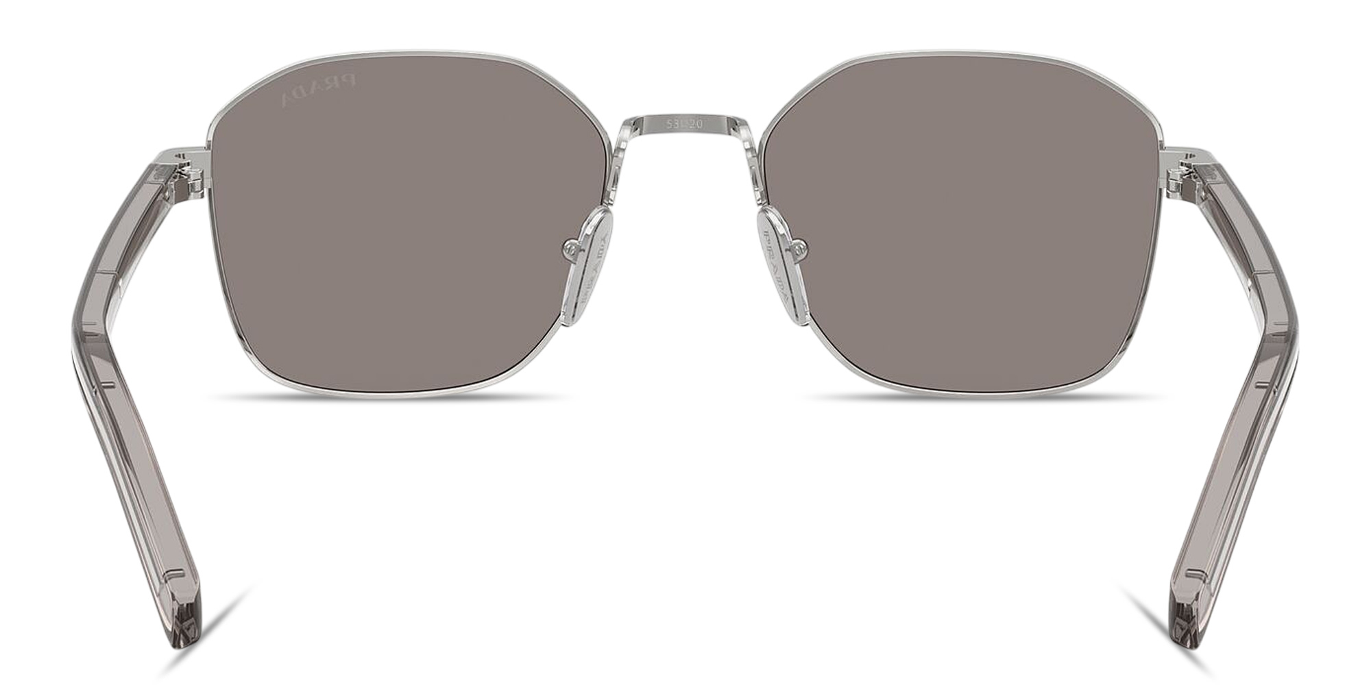 Shop PRADA Logo Signature Square Sunglasses in Silver online.