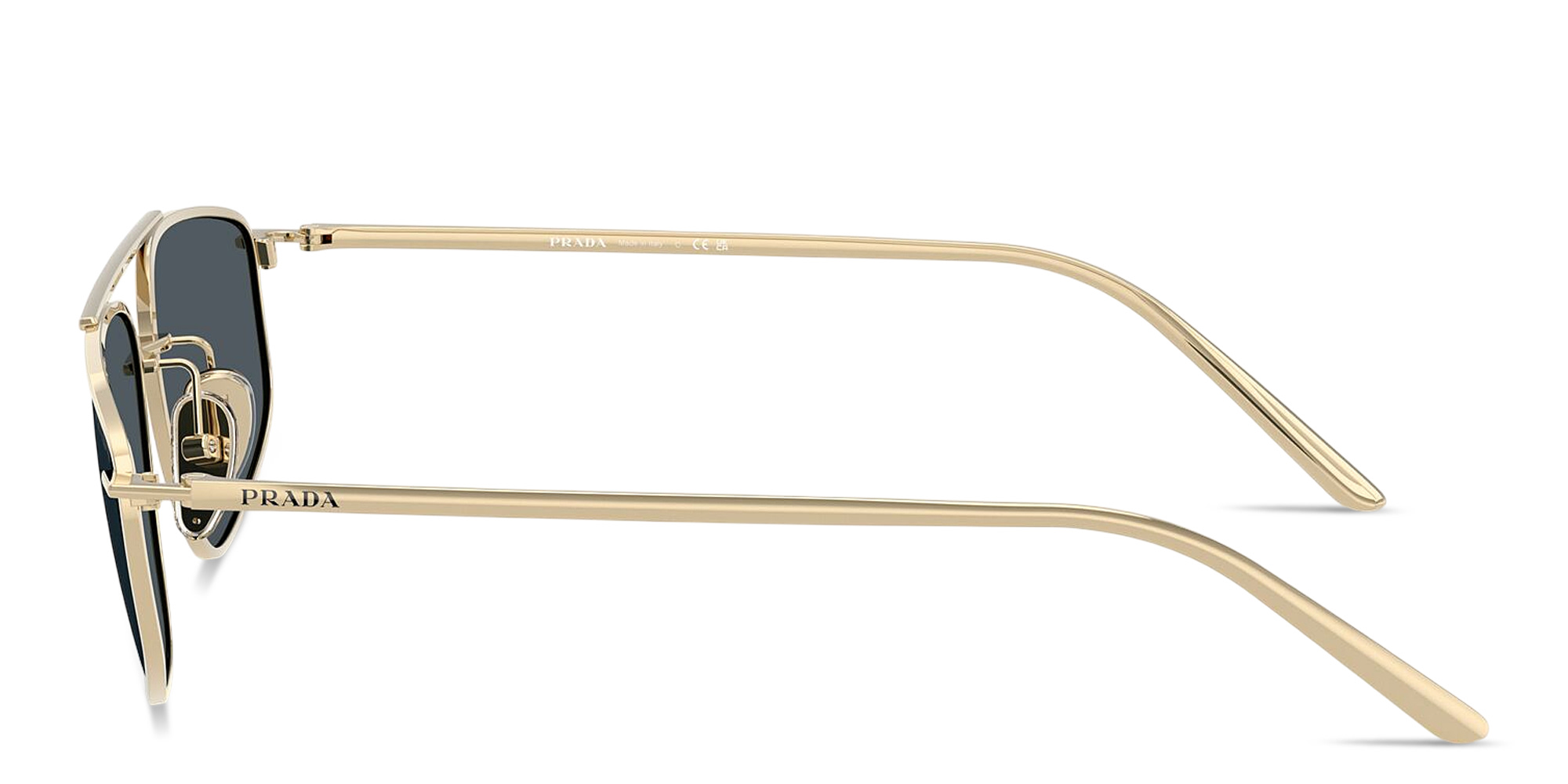 PRADA Logo Signature Pillow Sunglasses in Pale Gold – Product Photo 3