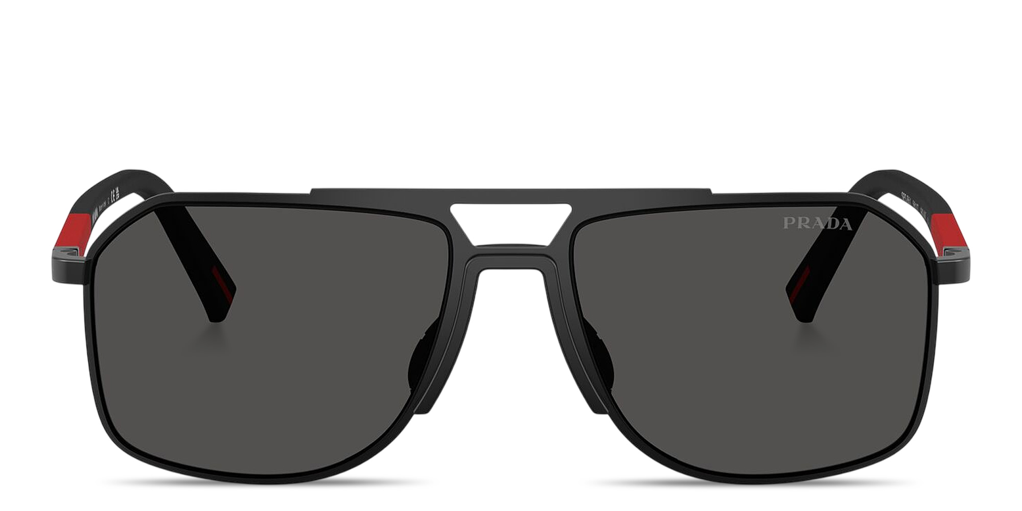 Shop Prada Linea Rossa Logo Signature Aviator Sunglasses in Black online.