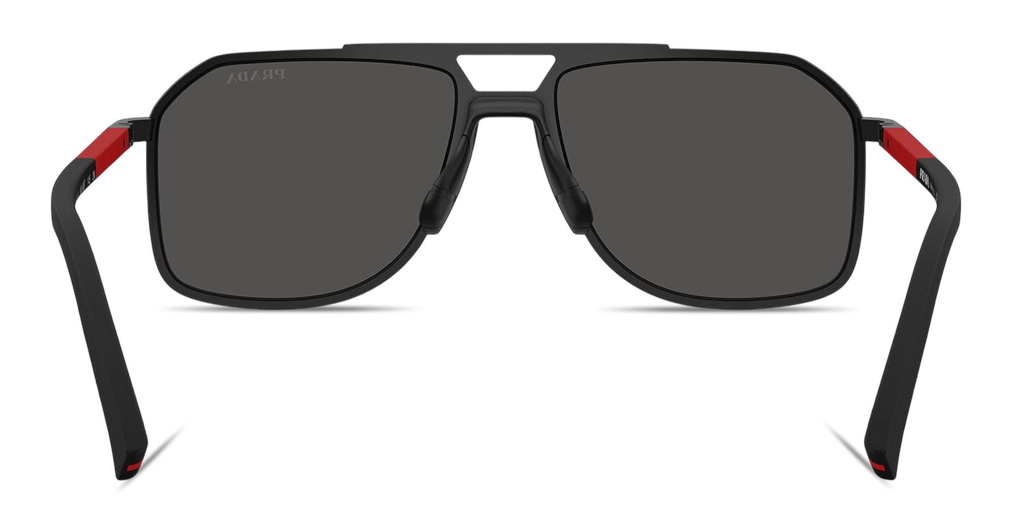 Shop Prada Linea Rossa Logo Signature Aviator Sunglasses in Black online.