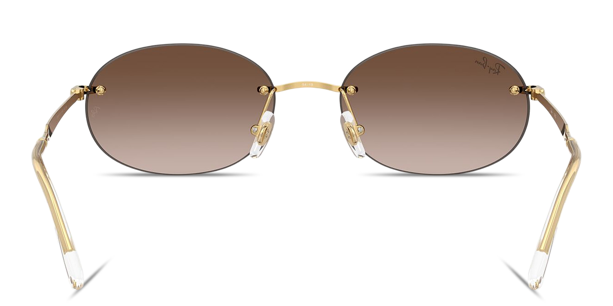 Shop Ray-Ban Logo Signature Unisex Rimless Oval Sunglasses in Arista Gold online.