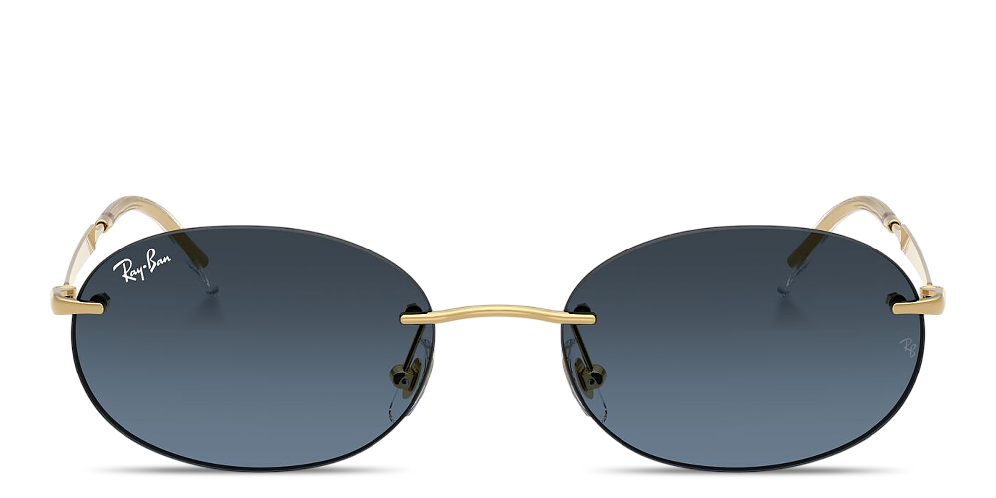 Ray-Ban Logo Signature Unisex Rimless Oval Sunglasses in Arista Gold – Product Photo 1