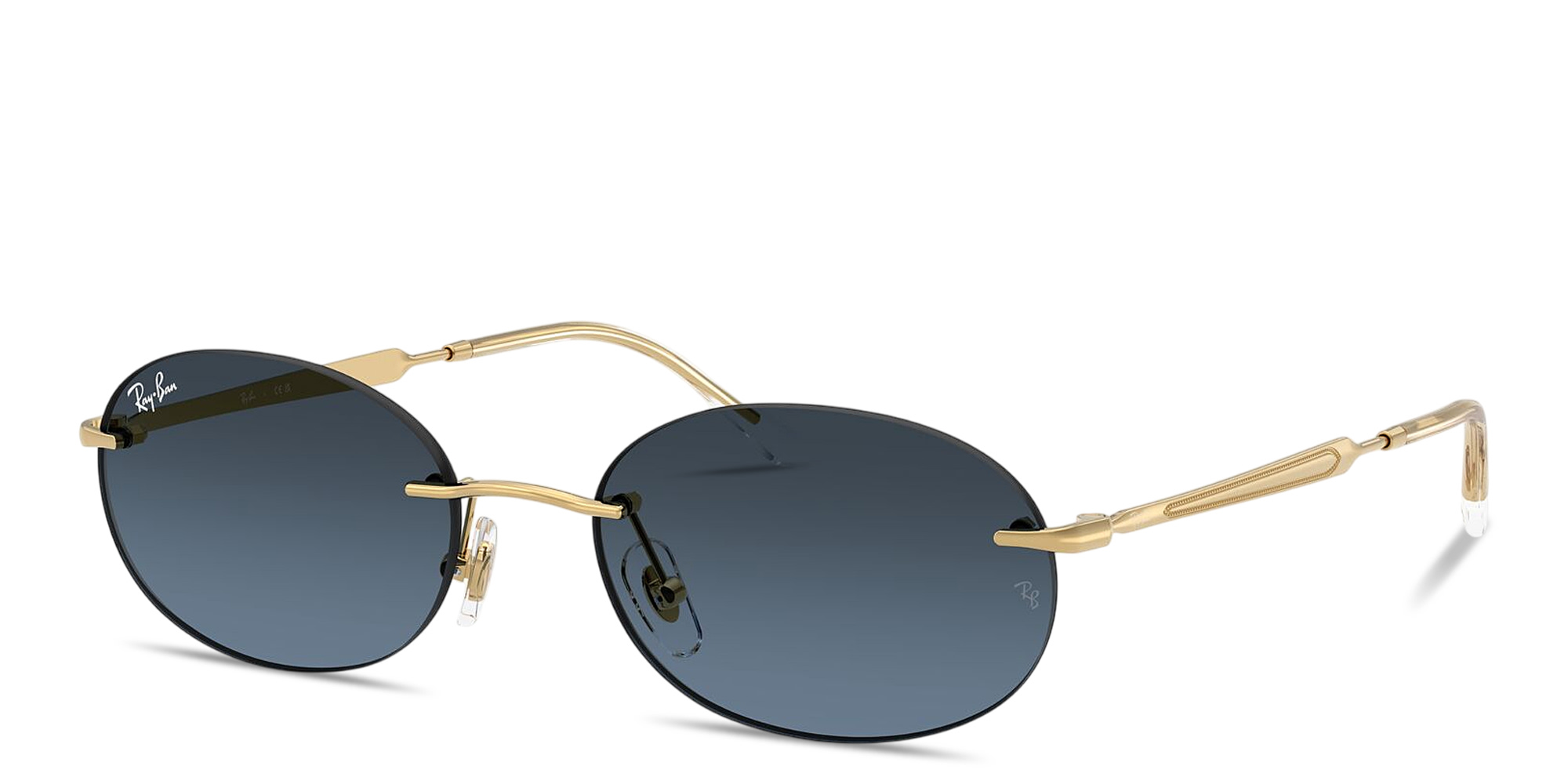 Ray-Ban Logo Signature Unisex Rimless Oval Sunglasses in Arista Gold – Product Photo 2