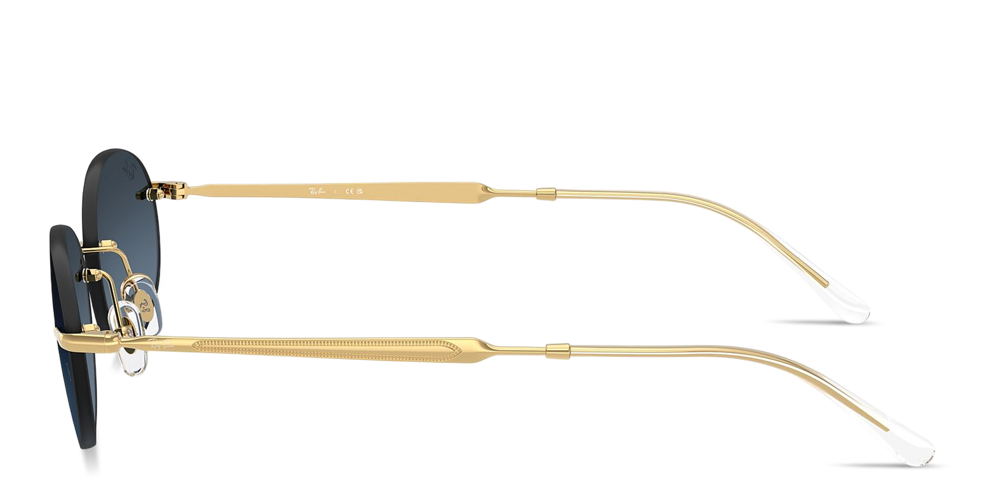 Ray-Ban Logo Signature Unisex Rimless Oval Sunglasses in Arista Gold – Product Photo 3