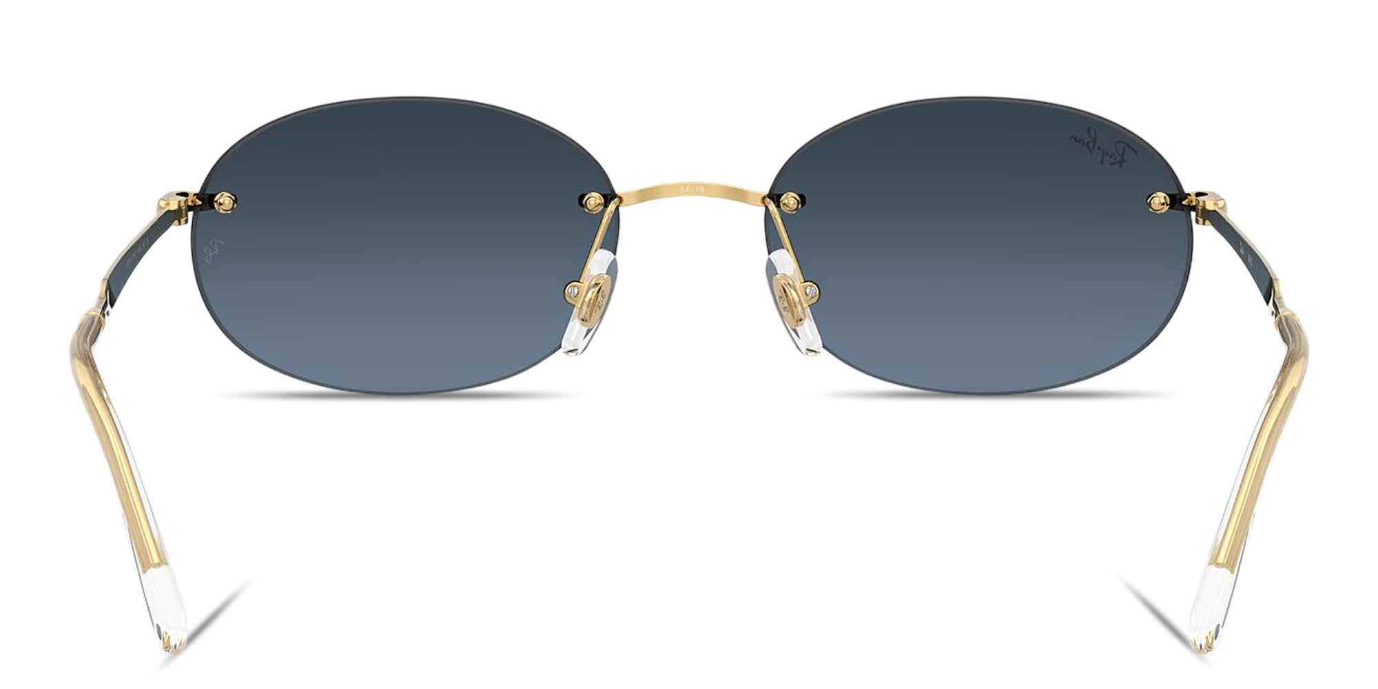 Ray-Ban Logo Signature Unisex Rimless Oval Sunglasses in Arista Gold – Product Photo 4