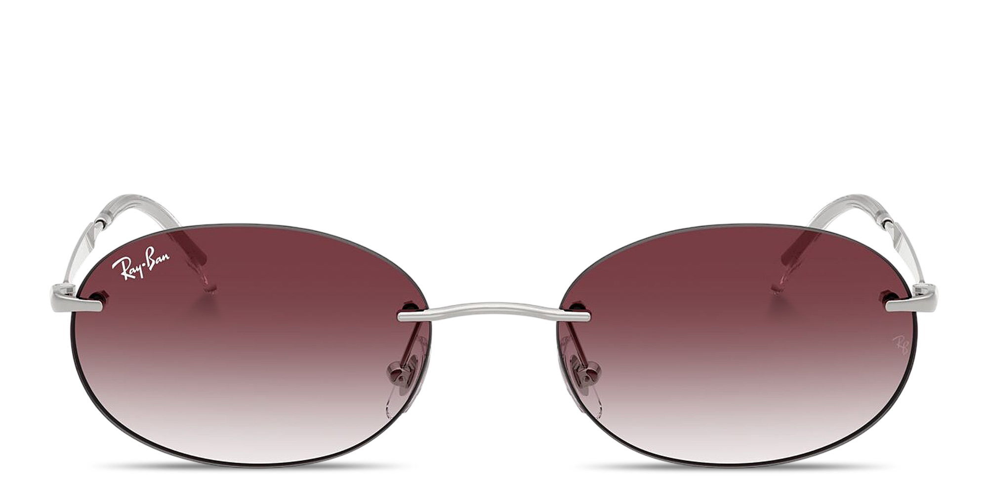 Shop Ray-Ban Logo Signature Unisex Rimless Oval Sunglasses in Silver online.