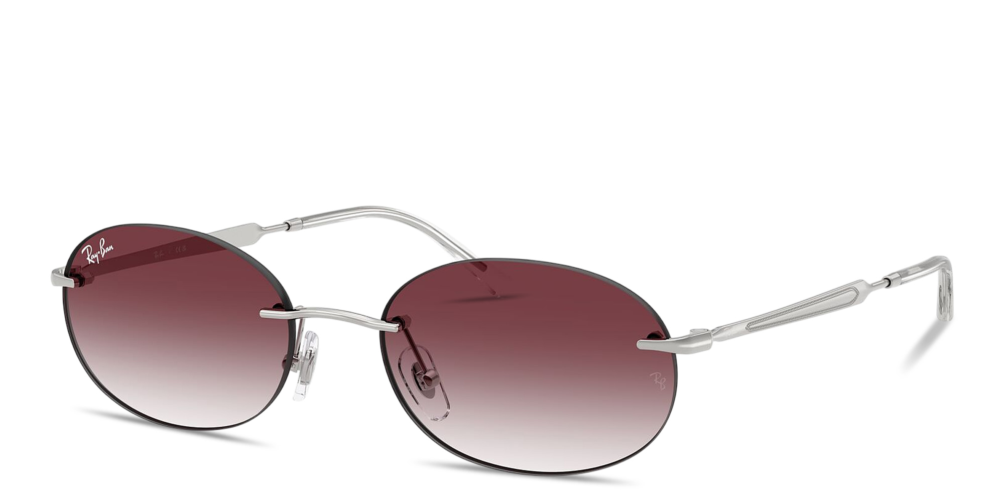 Shop Ray-Ban Logo Signature Unisex Rimless Oval Sunglasses in Silver online.