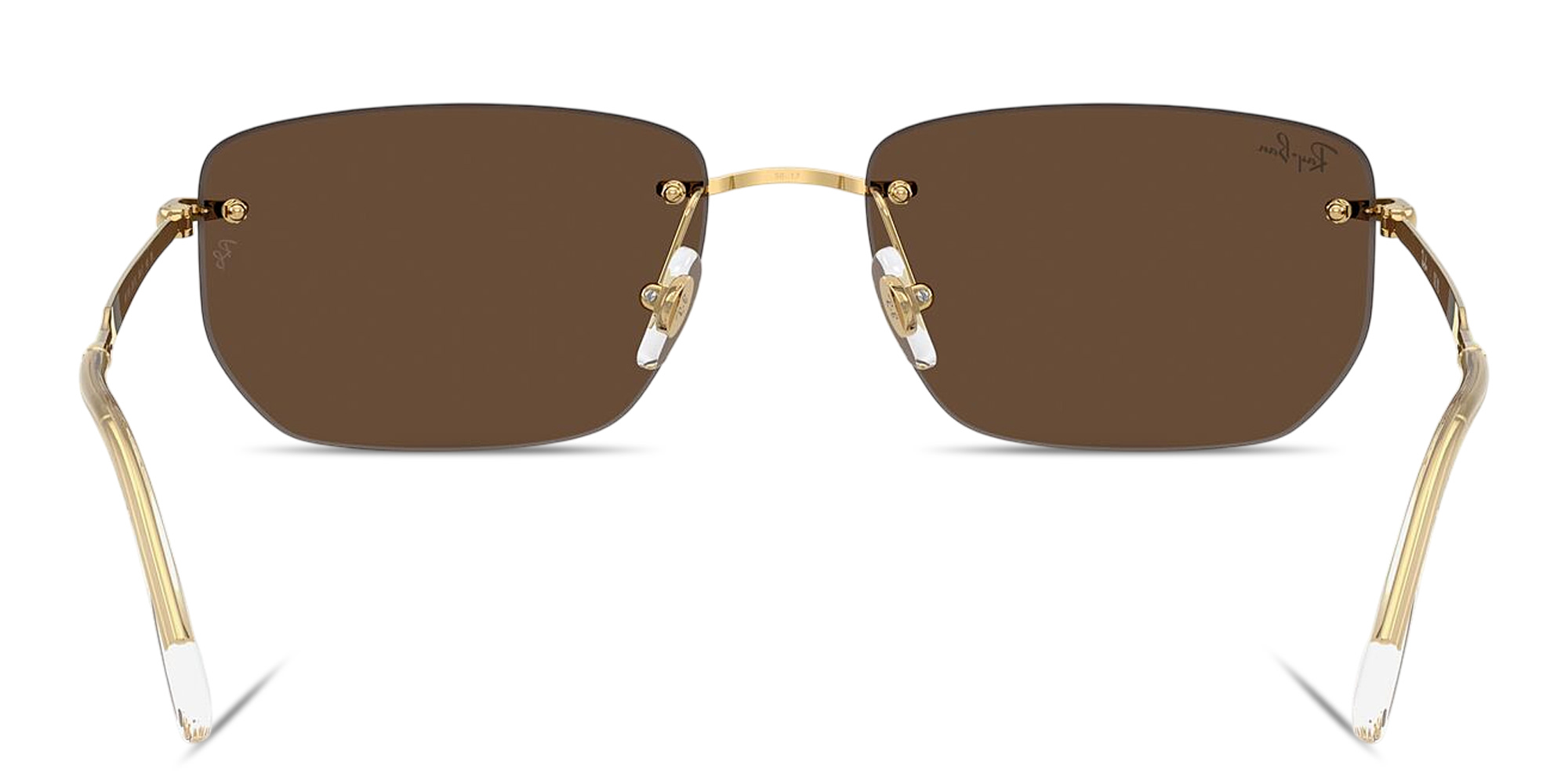 Ray-Ban Logo Signature Unisex Rimless Irregular Sunglasses in Arista Gold – Product Photo 4