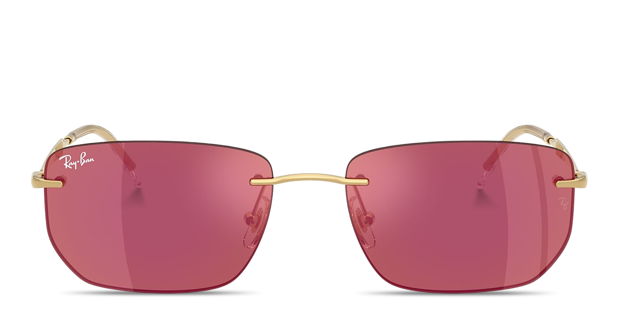 تسوق نظارات شمسية غير منتظمة بدون إطار للجنسين بتوقيع العلامة راي بان بلون ذهبي لامع أونلاين.