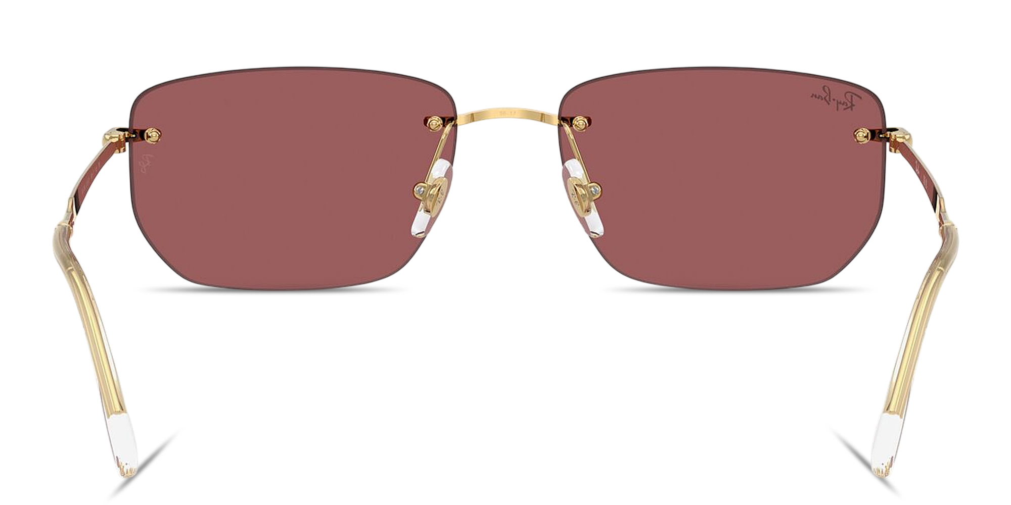 Shop Ray-Ban Logo Signature Unisex Rimless Irregular Sunglasses in Polished Arista Gold online.