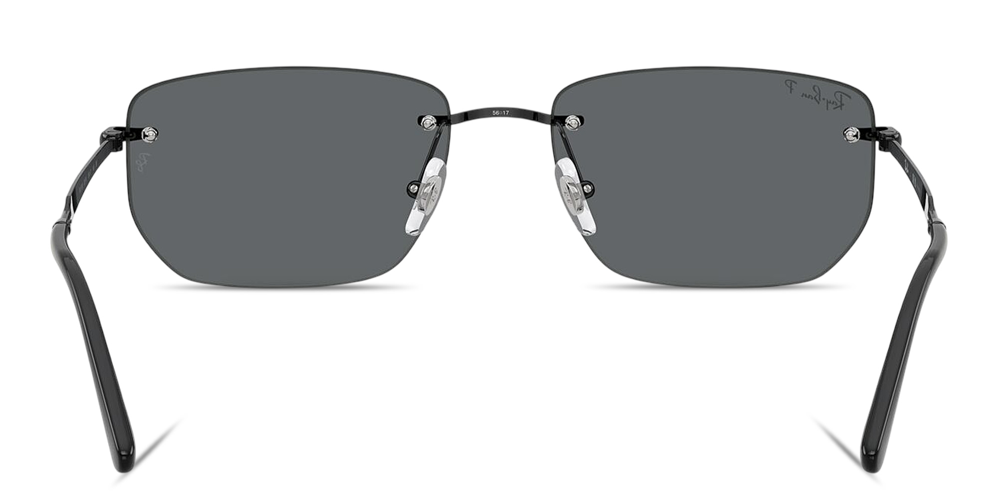 Shop Ray-Ban Logo Signature Unisex Rimless Irregular Sunglasses in Black online.