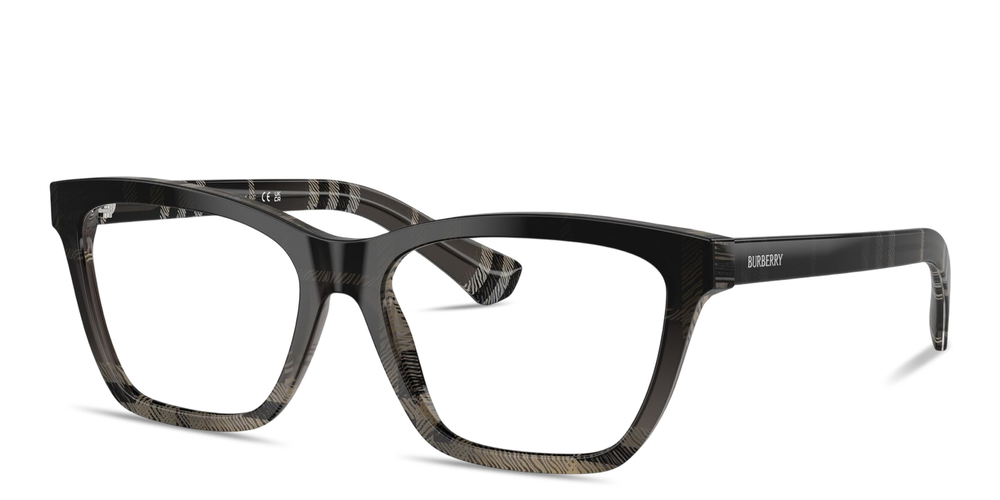 Shop BURBERRY Check Cat-Eye Eyeglasses in Grey Check online.