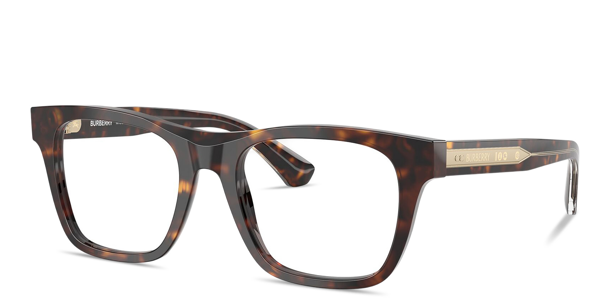 Shop BURBERRY Logo Signature Square Eyeglasses in Havana online.