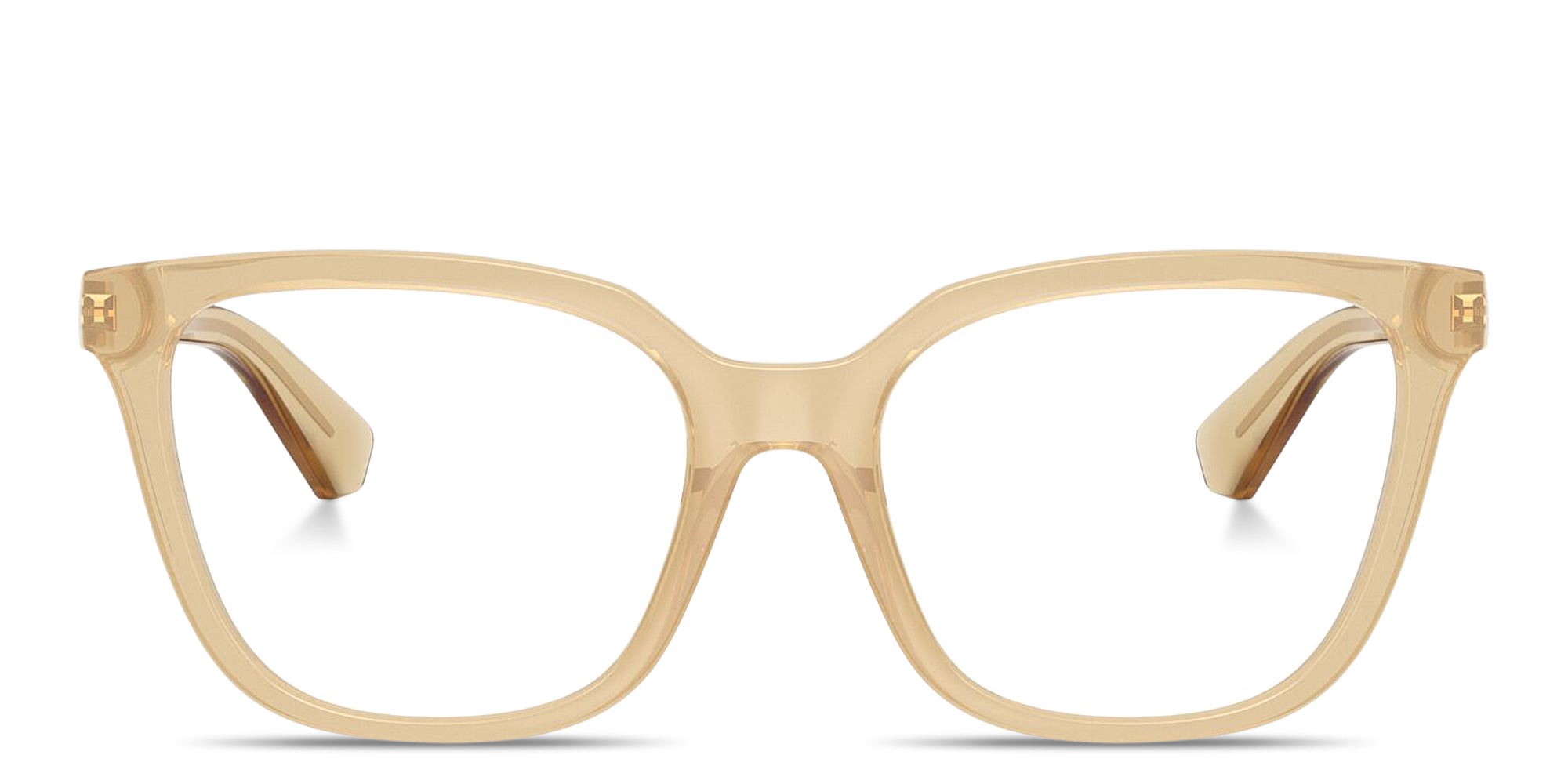 Shop BURBERRY Engraved Logo Square Eyeglasses in Transparent Yellow online.