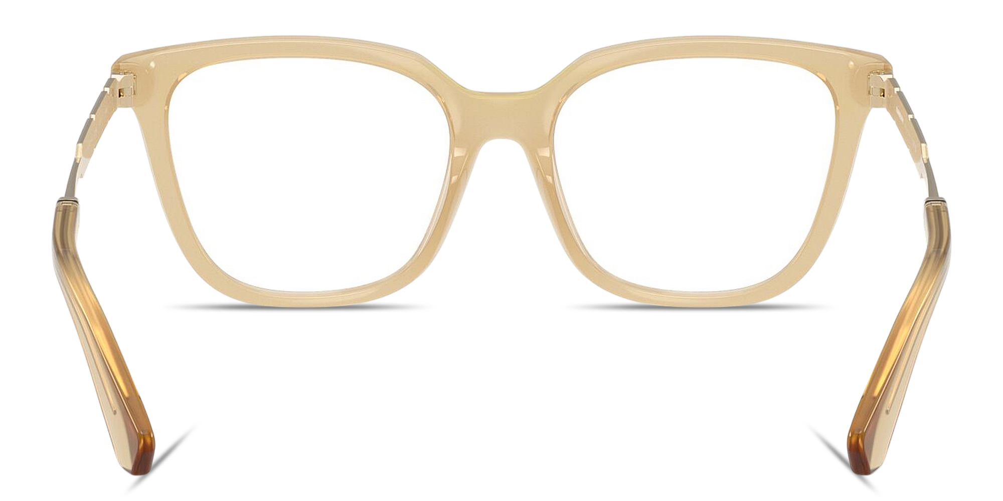 Shop BURBERRY Engraved Logo Square Eyeglasses in Transparent Yellow online.