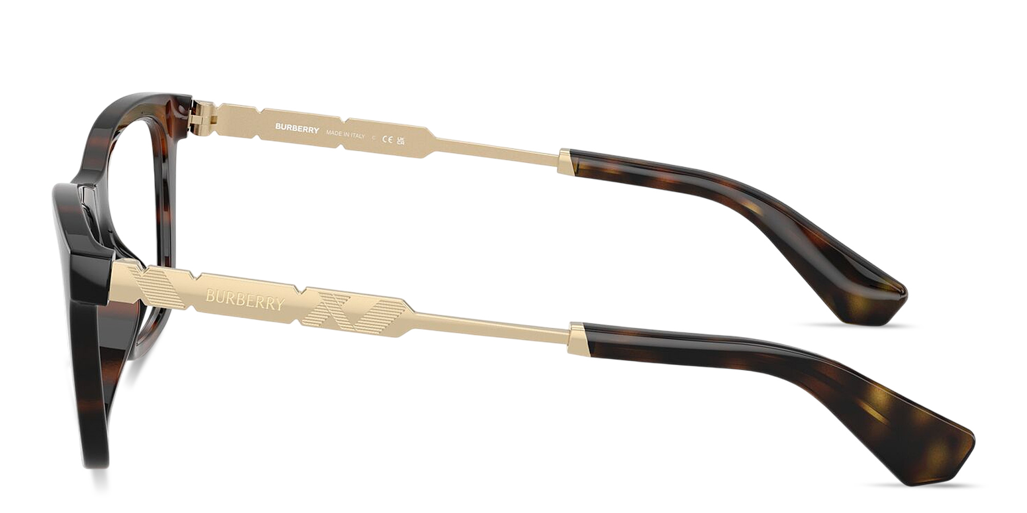 Shop BURBERRY Engraved Logo Rectangle Eyeglasses in Dark Havana online.