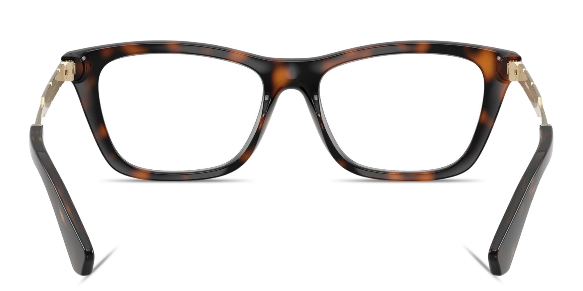 Shop BURBERRY Engraved Logo Rectangle Eyeglasses in Dark Havana online.
