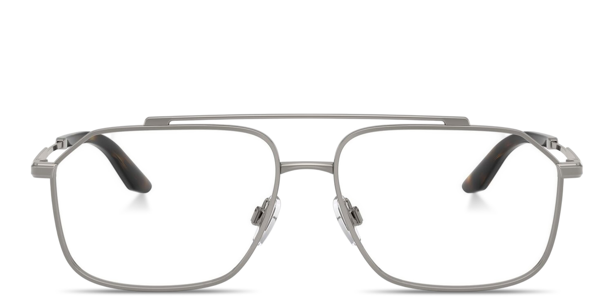 Shop Dolce & Gabbana Engraved Logo Wide Pilot Eyeglasses in Gunmetal online.