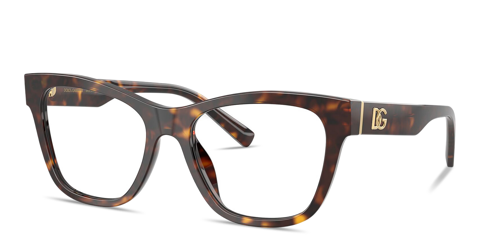 Shop Dolce & Gabbana DG Logo Square Eyeglasses in Havana online.