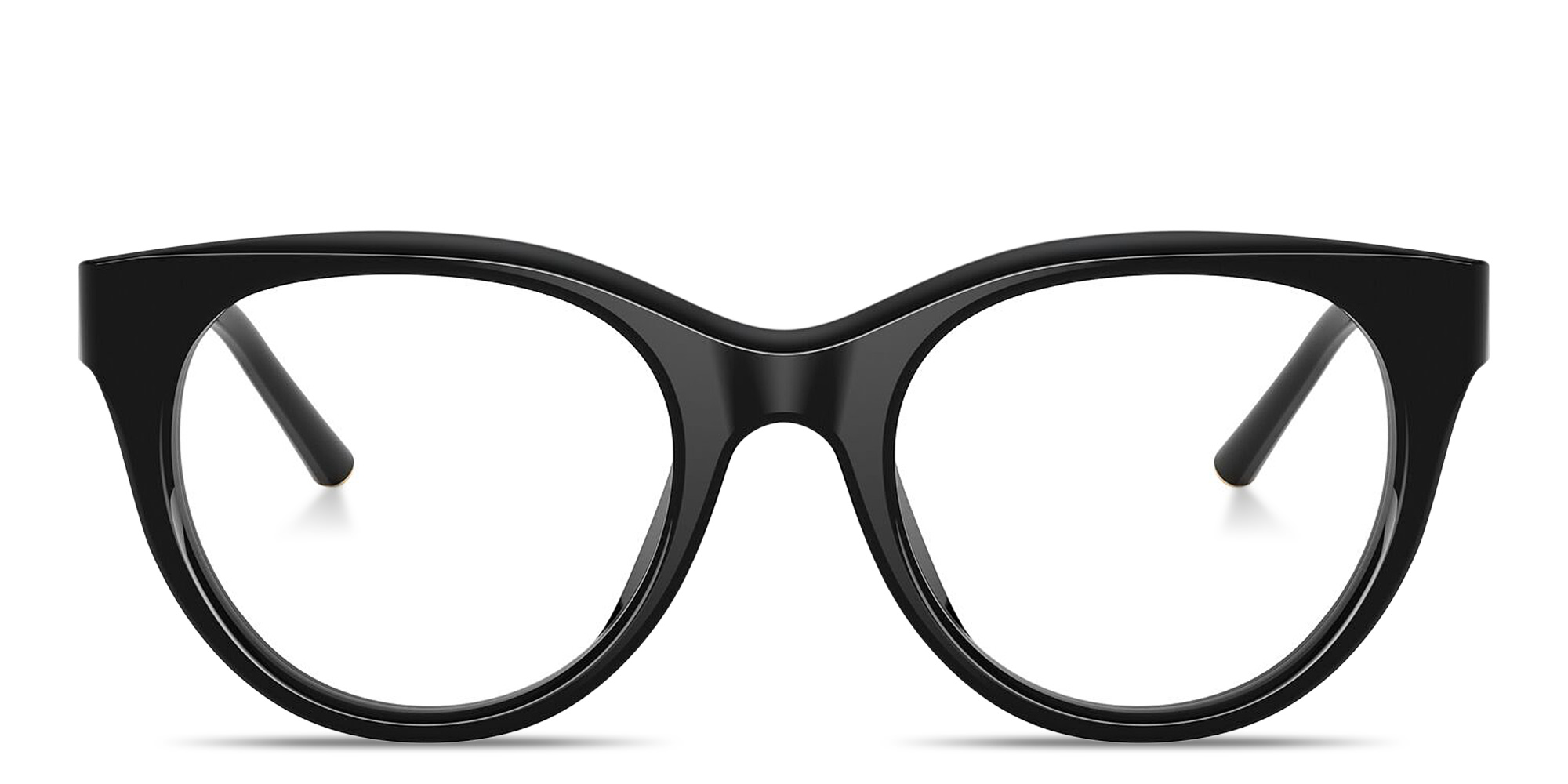 Shop Dolce & Gabbana Engraved Logo Round Eyeglasses in Black online.