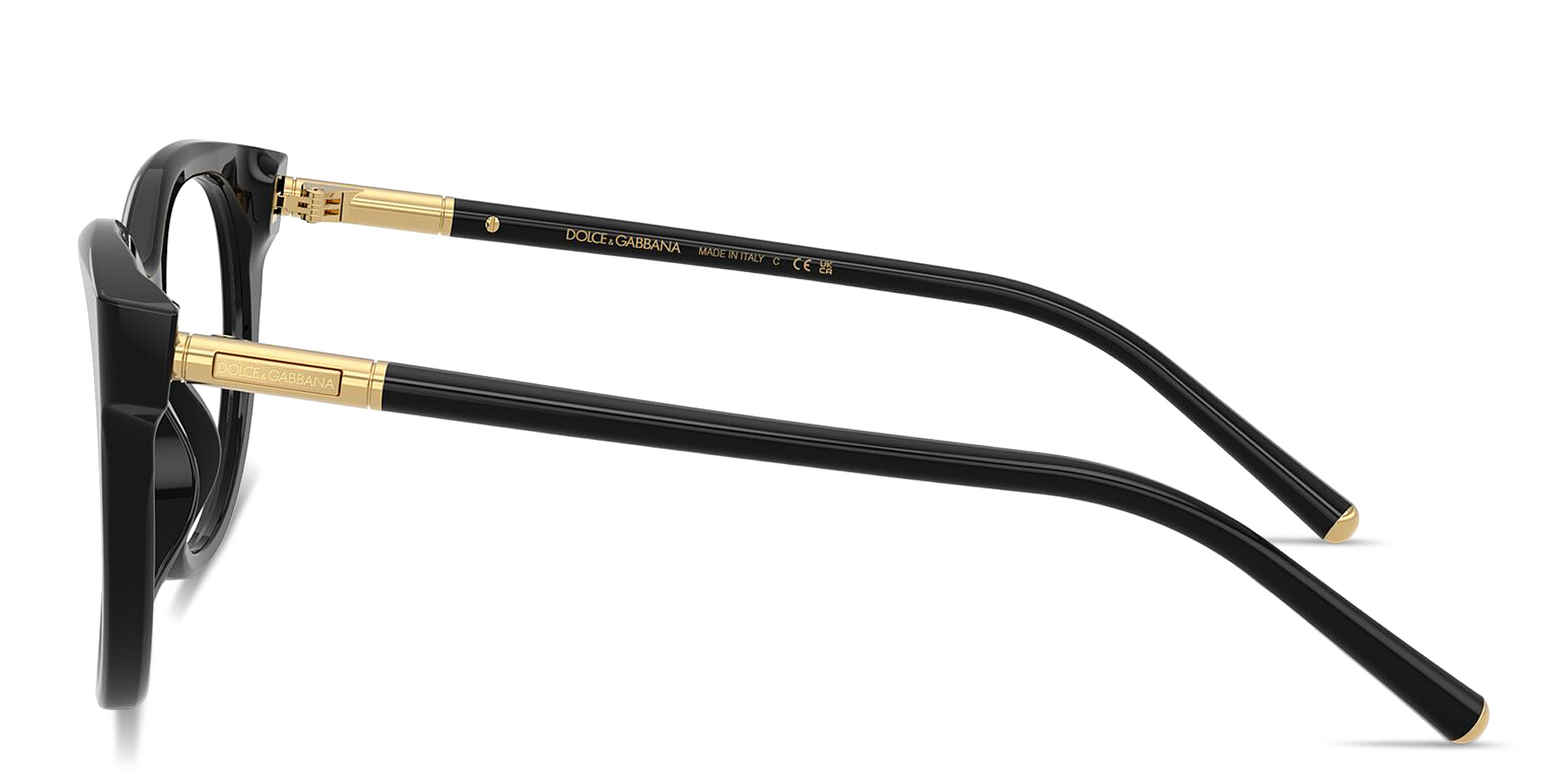 Shop Dolce & Gabbana Engraved Logo Round Eyeglasses in Black online.