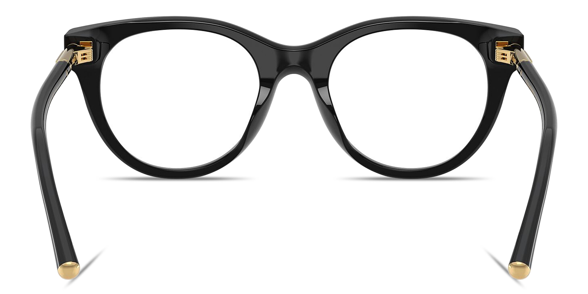 Shop Dolce & Gabbana Engraved Logo Round Eyeglasses in Black online.