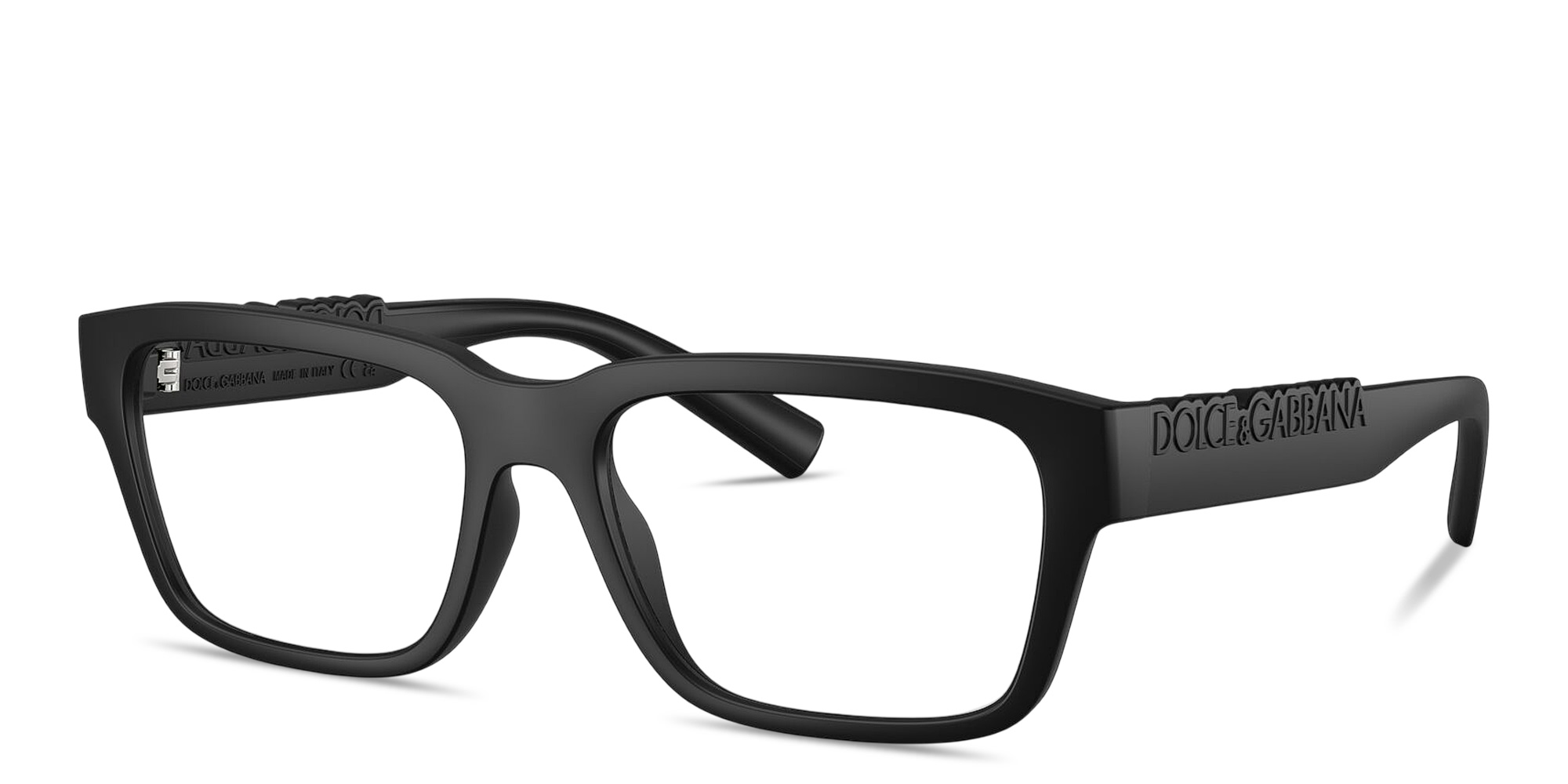 Shop Dolce & Gabbana Logo Signature Unisex Rectangle Eyeglasses in Matte Black online.