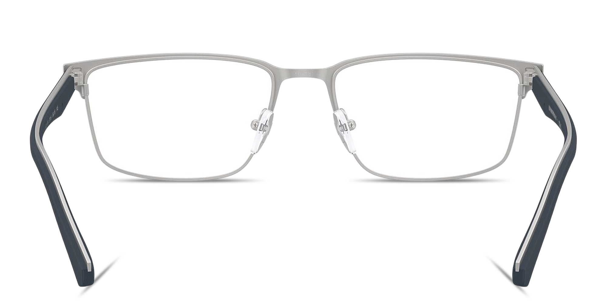 Shop Emporio Armani Eagle Logo Rectangle Eyeglasses in Matte Silver online.