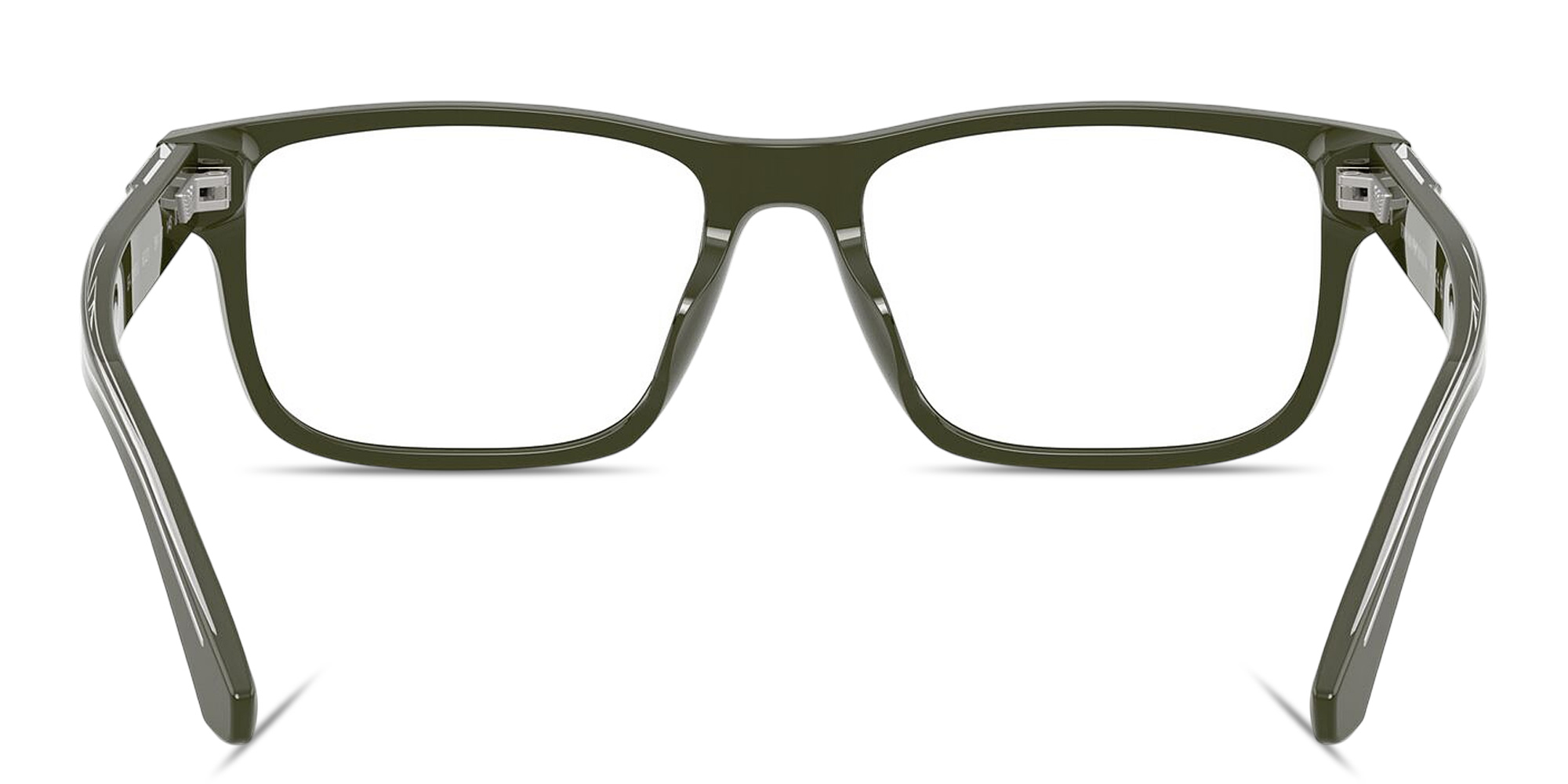 Shop Emporio Armani Logo Signature Rectangle Eyeglasses in Green online.