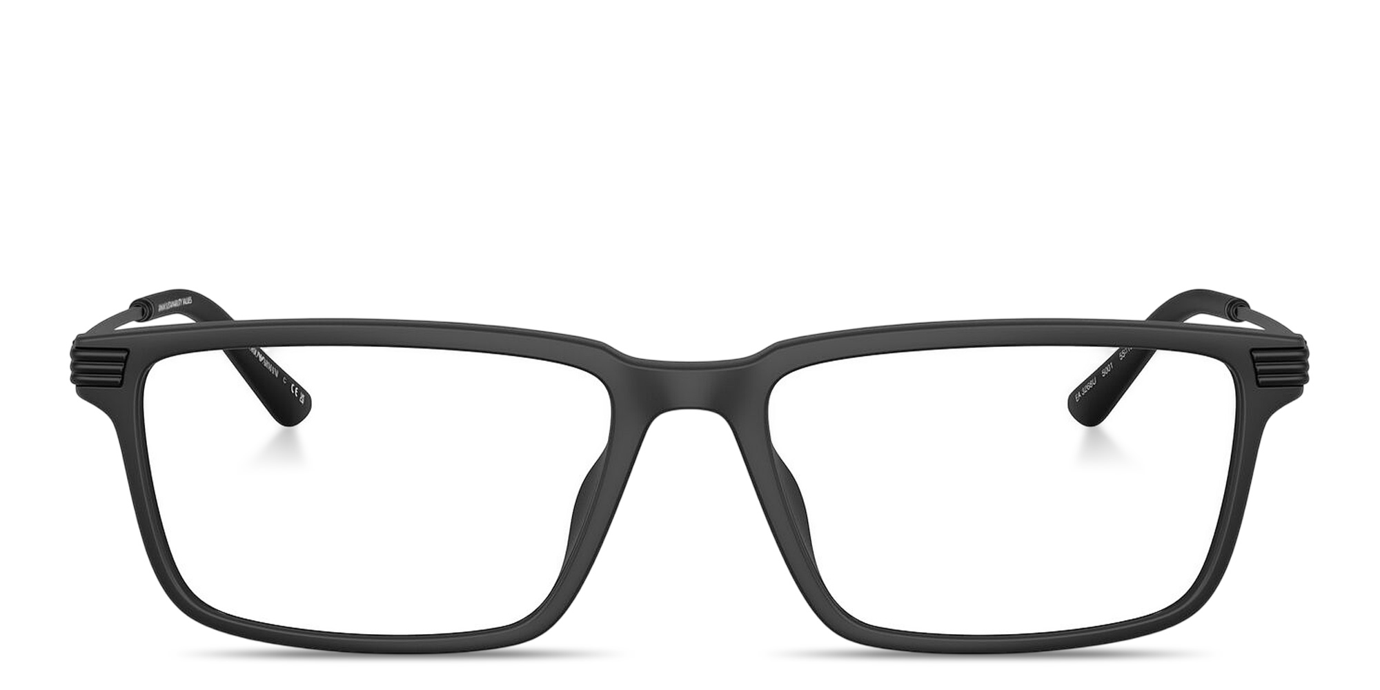 Shop Emporio Armani Eagle Logo Wide Rectangle Eyeglasses in Matte Black online.