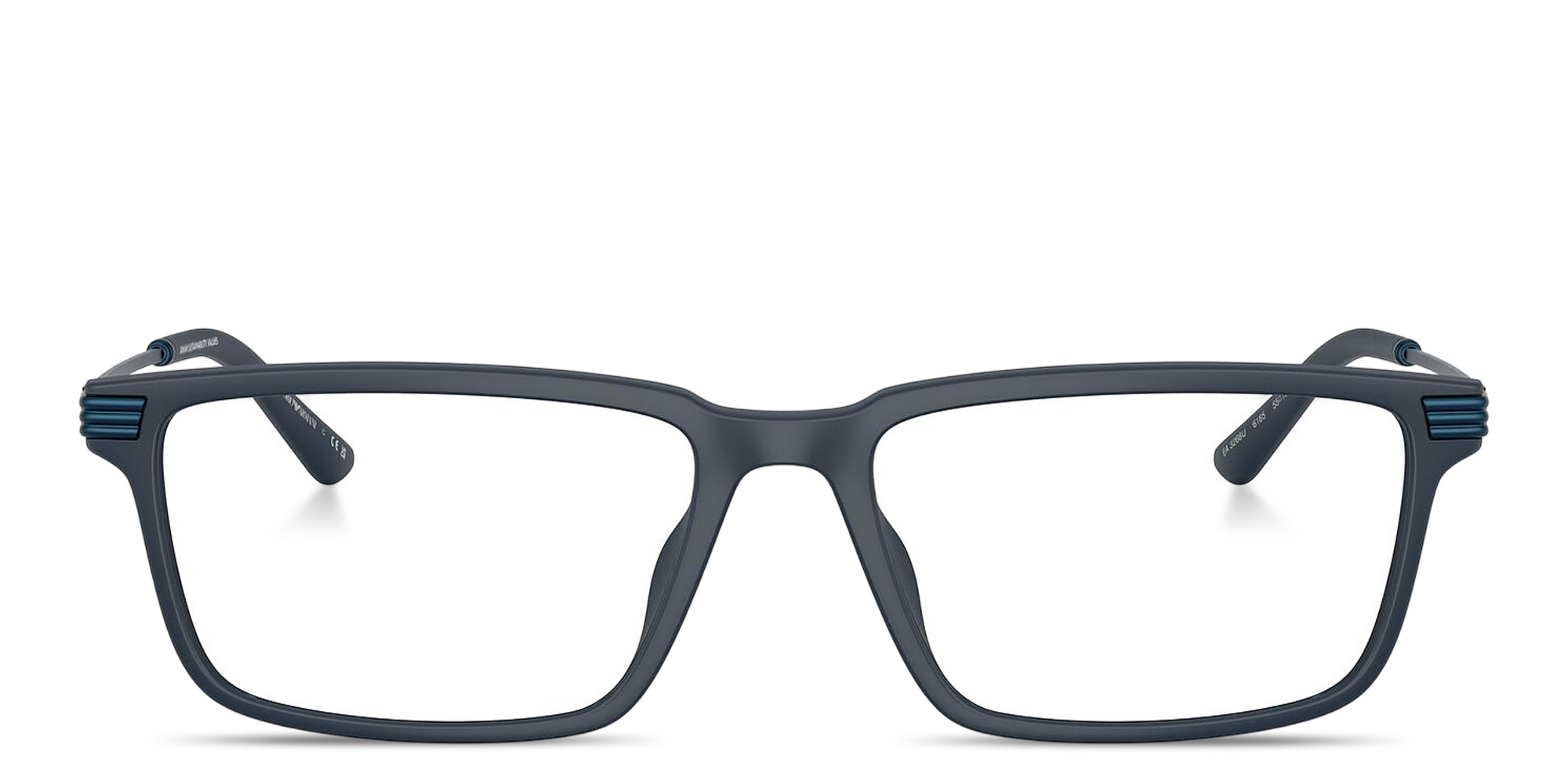 Emporio Armani Eagle Logo Wide Rectangle Eyeglasses in Matte Blue – Product Photo 1