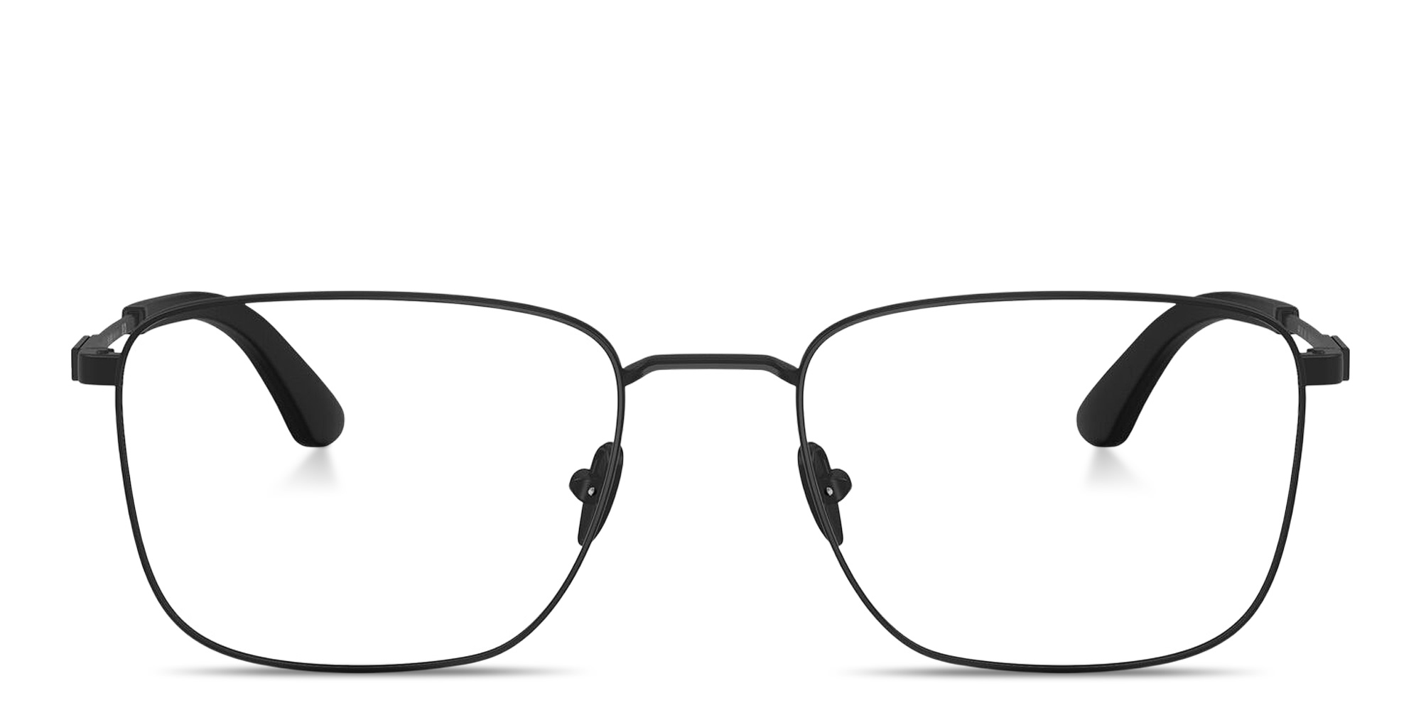 Shop GIORGIO ARMANI Logo Signature Rectangle Eyeglasses in Matte Black online.