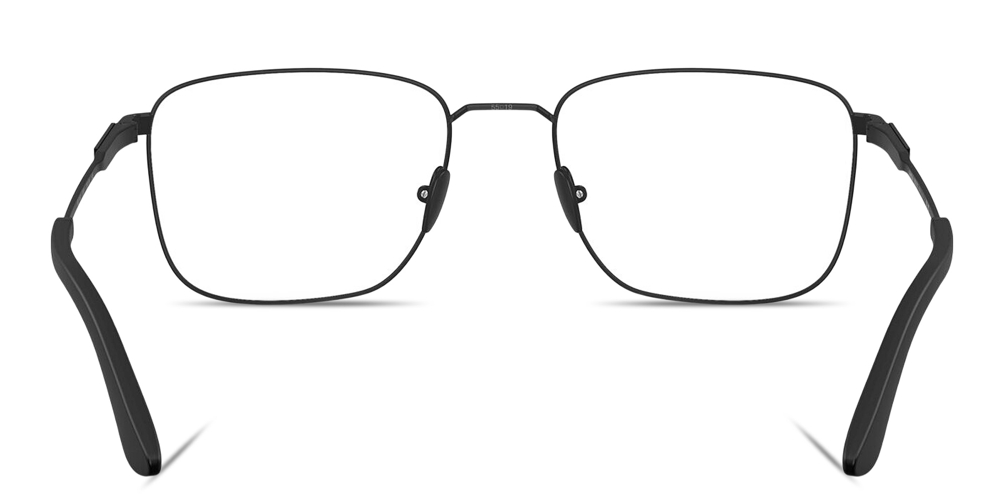 Shop GIORGIO ARMANI Logo Signature Rectangle Eyeglasses in Matte Black online.