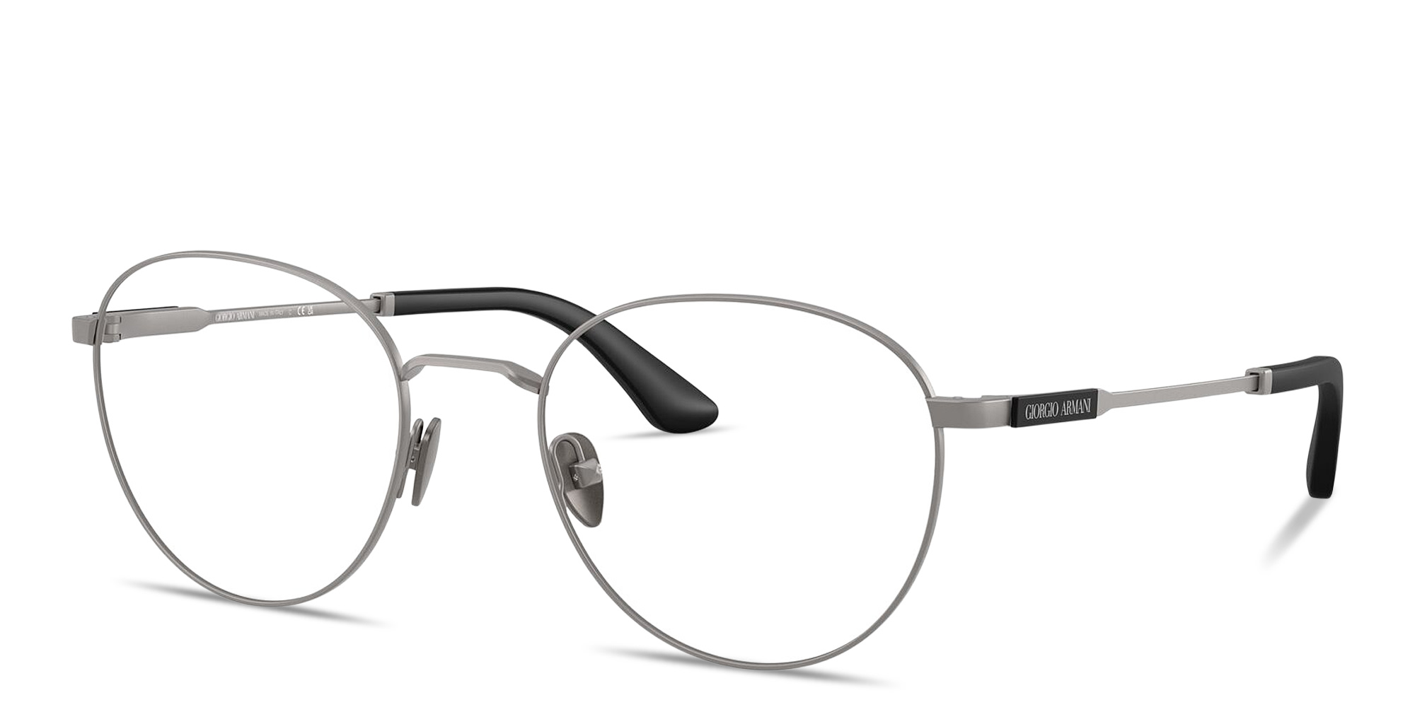 Shop GIORGIO ARMANI Logo Signature Panthos Eyeglasses in Matte Gunmetal online.